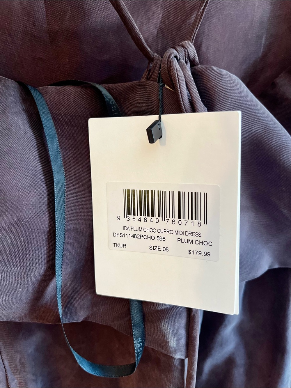 DISSH NWT Ida Plum Choc Cupro Midi Dress - Picture 6 of 6